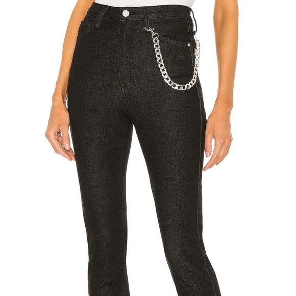 WeWoreWhat Slit Hem Chain Jean in Washed Black - Picture 4 of 13